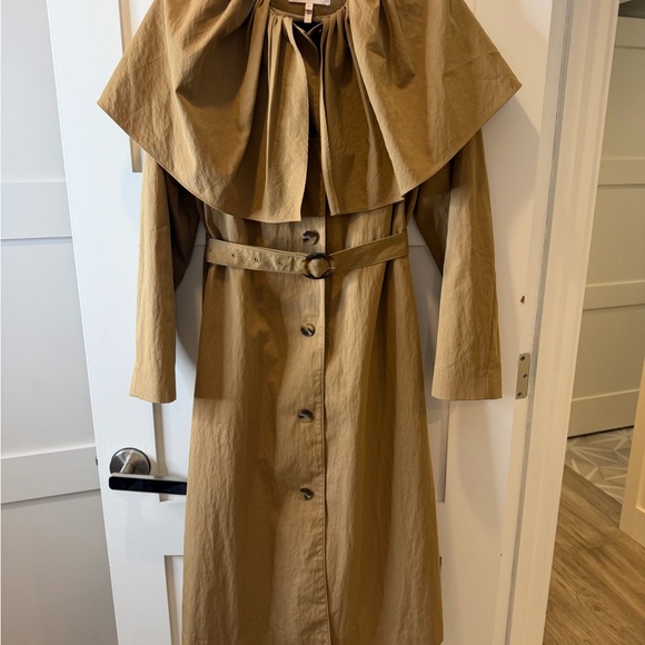 NWT Rebecca Taylor Runway Caped Cotton Trench Coat - Tan/Almond Size M NWOT - Picture 2 of 9